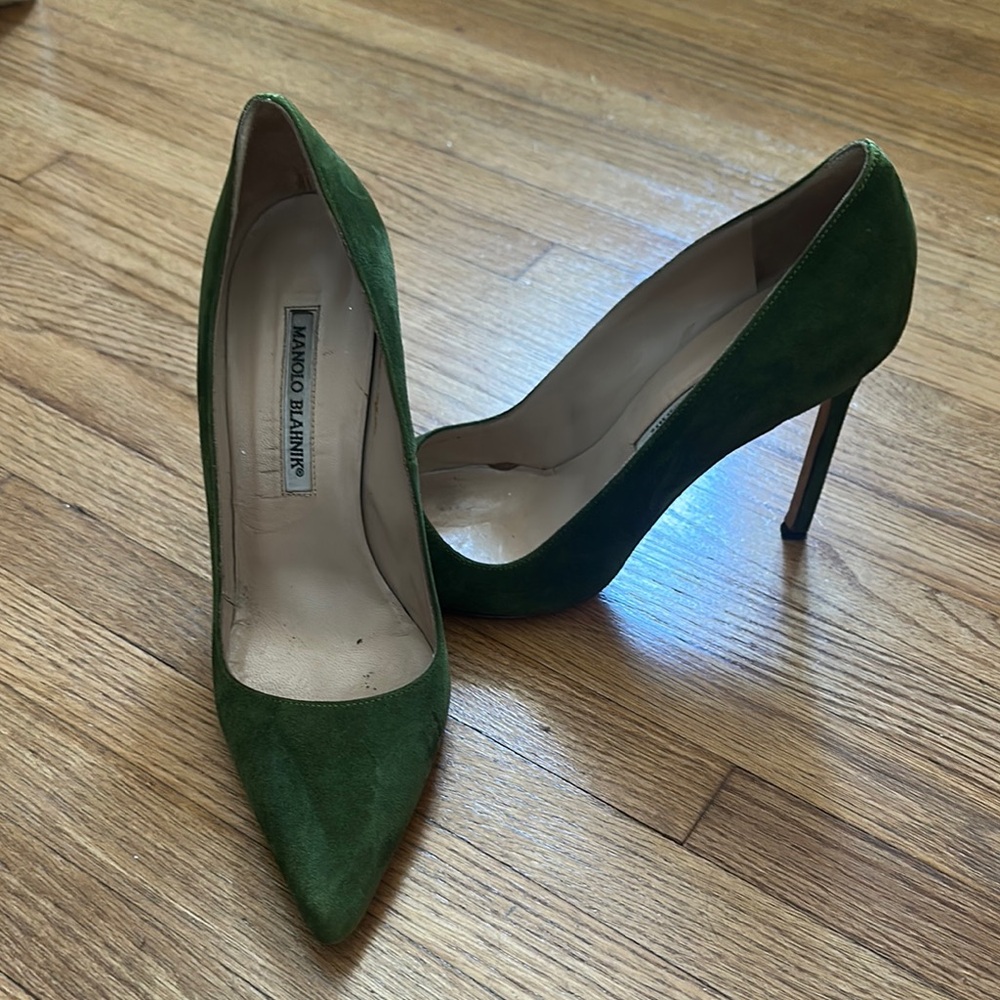 Manolo Blahnik Forest Green Heels